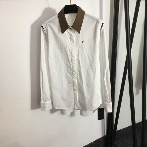 23ss blouses designer women high neck blouse chest logo embroidered alphabet patchwork color lapel long-sleeved shirt women clothes, White
23ss blouses designer women high neck blouse chest logo embroidered alphabet patchwork color lapel long-sleeved shirt women clothes, White