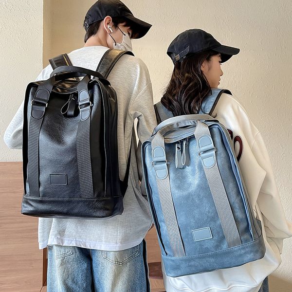 Modern retro college student leather backpack solid color leisure travel bag college style solid color Joker student backpack street fashion leather shoulder bag, Brown
Modern retro college student leather backpack solid color leisure travel bag college style solid color Joker student backpack street fashion leather shoulder bag, Brown