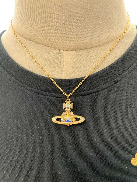queen mother vivian the same gold fire color pentagram flash diamond saturn melon seed necklace net red ins, Silver
queen mother vivian the same gold fire color pentagram flash diamond saturn melon seed necklace net red ins, Silver
