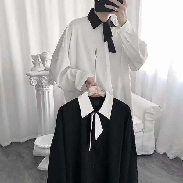 men s casual shirts send tie korean style long sleeve loose design lapel collar clothes fashion camisa masculina 230407, White;black
men s casual shirts send tie korean style long sleeve loose design lapel collar clothes fashion camisa masculina 230407, White;black