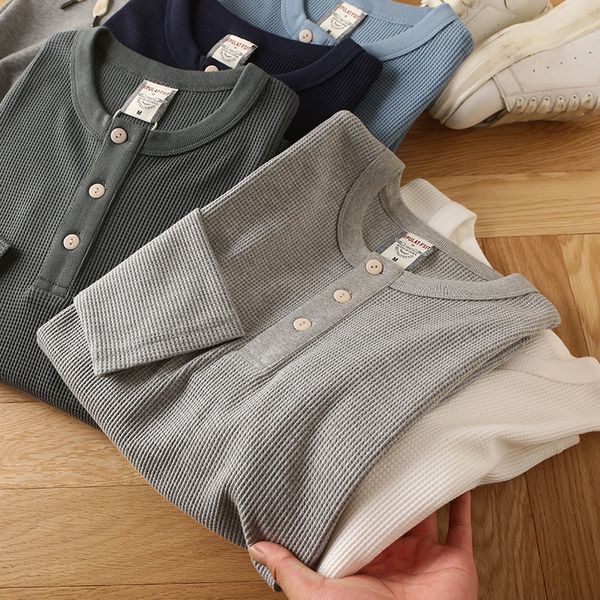cotton long-sleeved pullover t-shirts men waffle cotton henry t-shirt sweater tee man clothing regularly, White;black
cotton long-sleeved pullover t-shirts men waffle cotton henry t-shirt sweater tee man clothing regularly, White;black