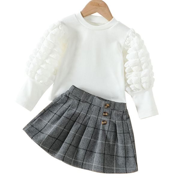 new girls' skirt two piece set designer kids clothes bubble sleeve woven plaid kirt shorts set european and american style childrens cl, White
new girls' skirt two piece set designer kids clothes bubble sleeve woven plaid kirt shorts set european and american style childrens cl, White