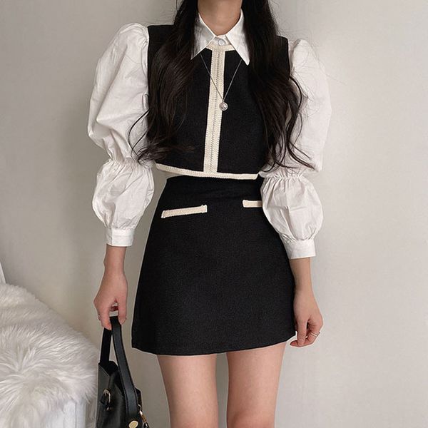 two piece dress 2-piece women's tank 2-piece leather jacket and white shirt vintage kawaii matching set suitable for conjuntos de mujer
two piece dress 2-piece women's tank 2-piece leather jacket and white shirt vintage kawaii matching set suitable for conjuntos de mujer
