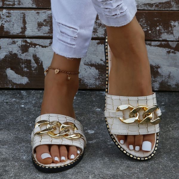 slippers women s summer fashion flat sandals european plus size metal chain beach flip flops plus size 43 230407, Black
slippers women s summer fashion flat sandals european plus size metal chain beach flip flops plus size 43 230407, Black