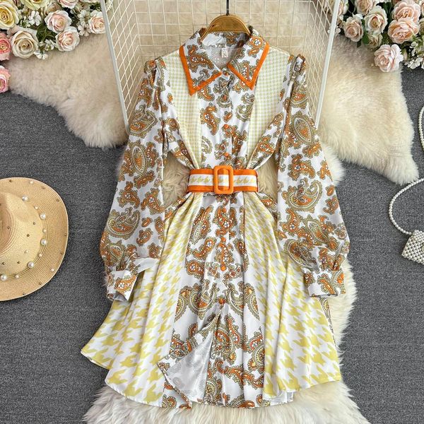 2023 casual dresses women mini dress elegant spring summer fashion houndstooth paisley print lantern sleeve single breasted belt vintage dre, Black;gray
2023 casual dresses women mini dress elegant spring summer fashion houndstooth paisley print lantern sleeve single breasted belt vintage dre, Black;gray
