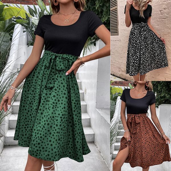 women polka dot print patchwork long dress summer casual short sleeve o-neck high waist boho beach maxi sundress vintage, Black;gray
women polka dot print patchwork long dress summer casual short sleeve o-neck high waist boho beach maxi sundress vintage, Black;gray