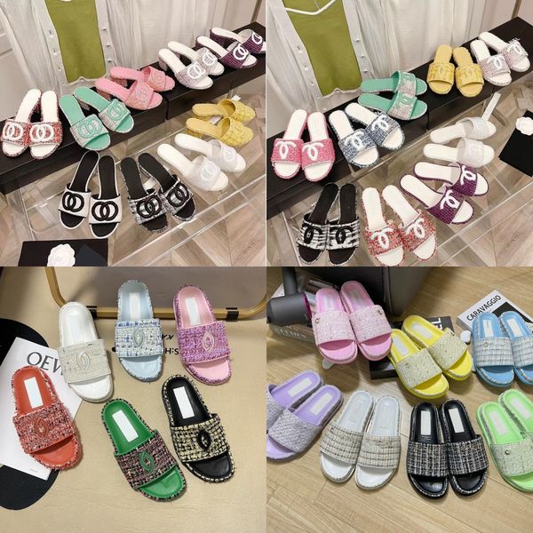 women girls thick bottom sandals slippers tweed embroidered sandal stylist interlocking c platform muels paris cha fashion flat flip flops c, Black
women girls thick bottom sandals slippers tweed embroidered sandal stylist interlocking c platform muels paris cha fashion flat flip flops c, Black