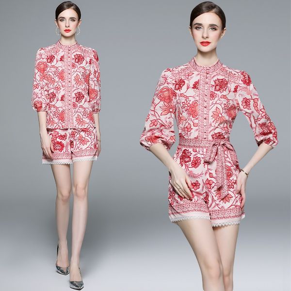 2023 short pant red outfits 2 piece sets summer women casual print blouse and shorts vacation woman designer two piece set short sleeve offi, White
2023 short pant red outfits 2 piece sets summer women casual print blouse and shorts vacation woman designer two piece set short sleeve offi, White