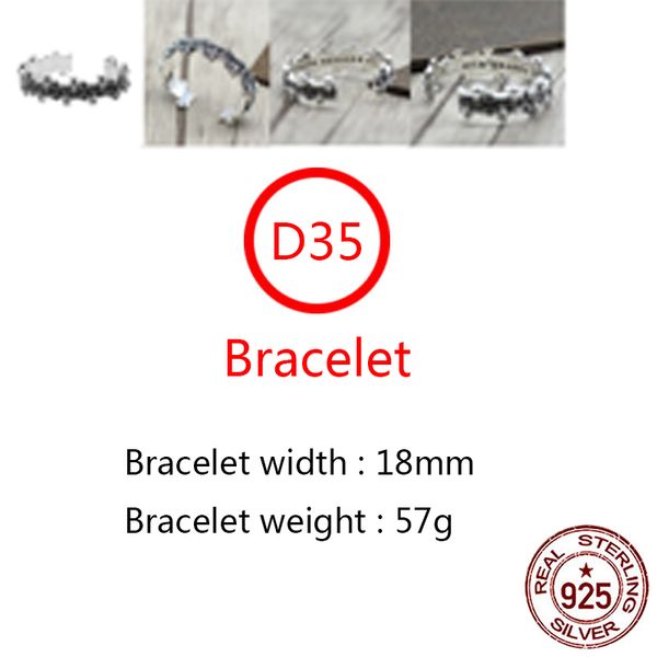 d35 s925 sterling silver bracelet hip hop street fashion couple jewelry personalized punk style solid cross flower letter shape gift for lov, Black
d35 s925 sterling silver bracelet hip hop street fashion couple jewelry personalized punk style solid cross flower letter shape gift for lov, Black