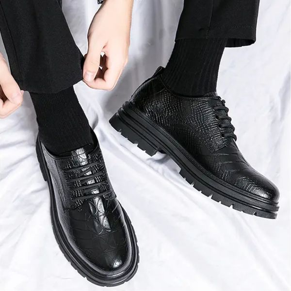 derby shoes men pu thick bottom lace up round head solid color professional comfortable anti-slip business dress shoes, Black
derby shoes men pu thick bottom lace up round head solid color professional comfortable anti-slip business dress shoes, Black