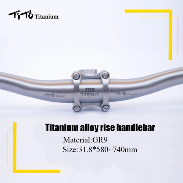 Image of TiTo titanium Bicycle handlebar Swallow-shaped titanium mountain bike MTB riser handlebars bike parts 31.8x580-720mm
