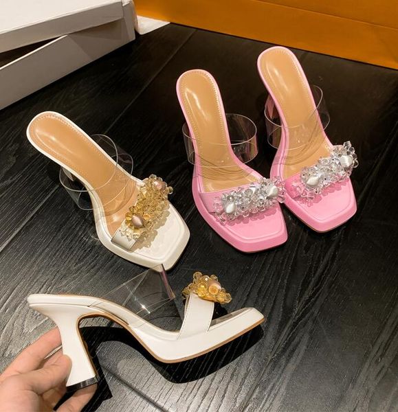 new elegant open toe women slippers summer crystal pvc transparent square high heels slides designer shoes, Black
new elegant open toe women slippers summer crystal pvc transparent square high heels slides designer shoes, Black