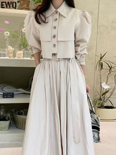 two piece dress women's simple polo neck bubble sleeve shirthigh waist pleated two piece set spring/summer fashion set 16y7251 230407, White
two piece dress women's simple polo neck bubble sleeve shirthigh waist pleated two piece set spring/summer fashion set 16y7251 230407, White