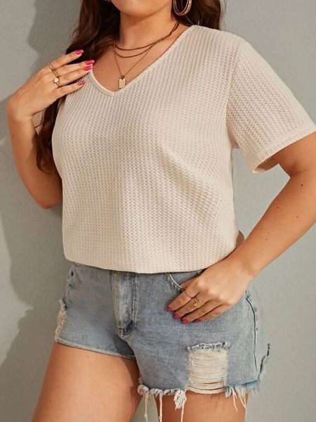 women's t-shirt plus size women's 4xl t-shirt plus size waffle knitted shirt v-neck short sleeve loose relaxed large women's, White
women's t-shirt plus size women's 4xl t-shirt plus size waffle knitted shirt v-neck short sleeve loose relaxed large women's, White