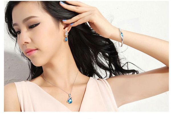 angel tears drop pendant necklace earrings bracelet 3pcs sets inlaid rhinestone crystal twinkle adjeustable length valentine's day gift, Black
angel tears drop pendant necklace earrings bracelet 3pcs sets inlaid rhinestone crystal twinkle adjeustable length valentine's day gift, Black