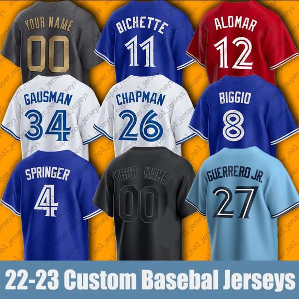 27 vladimir guerrero jr bo bichette baseballl jersey cavan biggio george springer matt chapman kevin gausman kevin kiermaier jose berrios wh, Blue;black
27 vladimir guerrero jr bo bichette baseballl jersey cavan biggio george springer matt chapman kevin gausman kevin kiermaier jose berrios wh, Blue;black