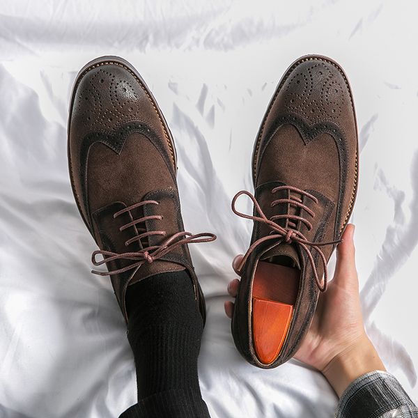 new men dress shoes brogue shoes flock round toe lace-up office & career men shoes size 38-46, Black
new men dress shoes brogue shoes flock round toe lace-up office & career men shoes size 38-46, Black