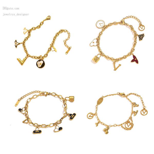designer bracelets classic bracelets bangle 18k gold plated stainless steel flower letter pendants lovers gift wristband cuff chain women br, Black
designer bracelets classic bracelets bangle 18k gold plated stainless steel flower letter pendants lovers gift wristband cuff chain women br, Black