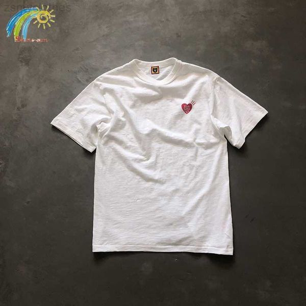 men's t-shirts summer new human made t-shirts men women 1 1 short sleeve heart letter print simple tees, White;black 
men's t-shirts summer new human made t-shirts men women 1 1 short sleeve heart letter print simple tees, White;black