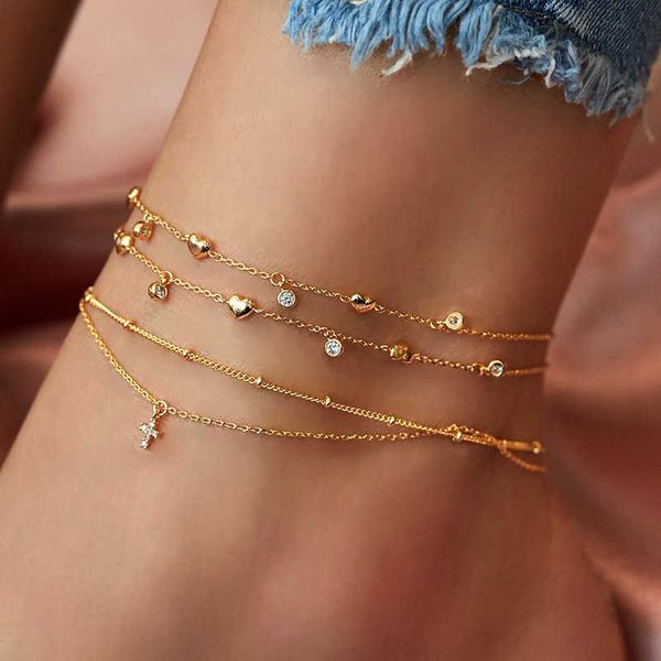 

anklets fnio bohemia chain anklets for women foot accessories 2021 summer beach barefoot sandals bracelet ankle on the leg female aa230406, Red;blue