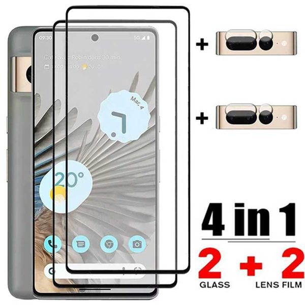 Image of Cell Phone Screen Protectors 4in1 Tempered Glass For Google Pixel 7 Pro Full Screen Protector Camera Lens Protective Film Pixel6 6 Pro Pixel 7 7Pro Glass P230406