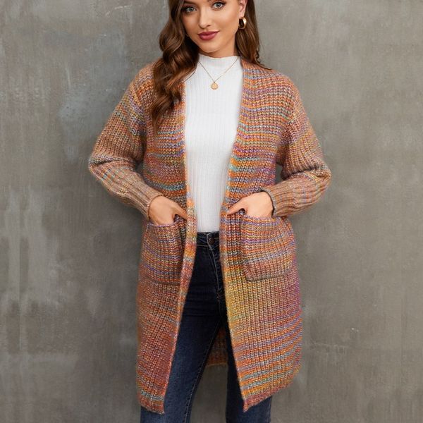 women casual knit cardigan sweaters autumn winter v neck long sleeve mid-length computer knitted sweater coat with pockets, White;black
women casual knit cardigan sweaters autumn winter v neck long sleeve mid-length computer knitted sweater coat with pockets, White;black