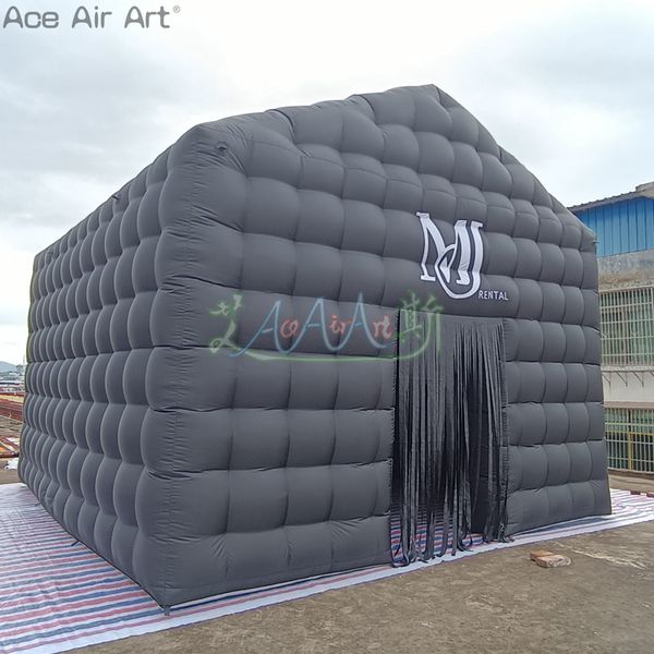 Image of Air Square Tent Inflatable Black Nightclub Tent Leakproof Canopy with Sprayer Grooves for Outdoor Party or Commercial Rental/Advertising