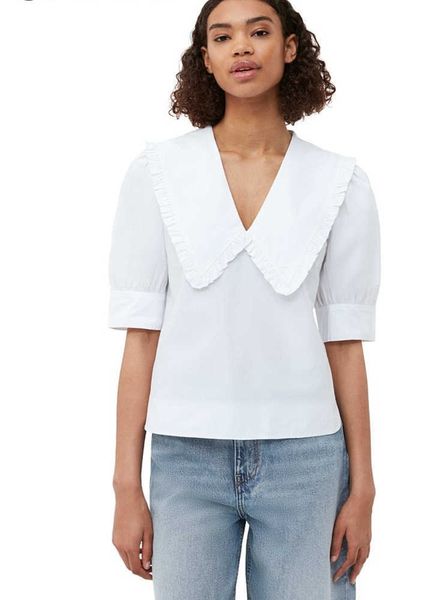 ganni 2023ss women designer shirt silk casual pink ruffle edge doll neck bubble sleeve pure cotton short shirt top, White
ganni 2023ss women designer shirt silk casual pink ruffle edge doll neck bubble sleeve pure cotton short shirt top, White