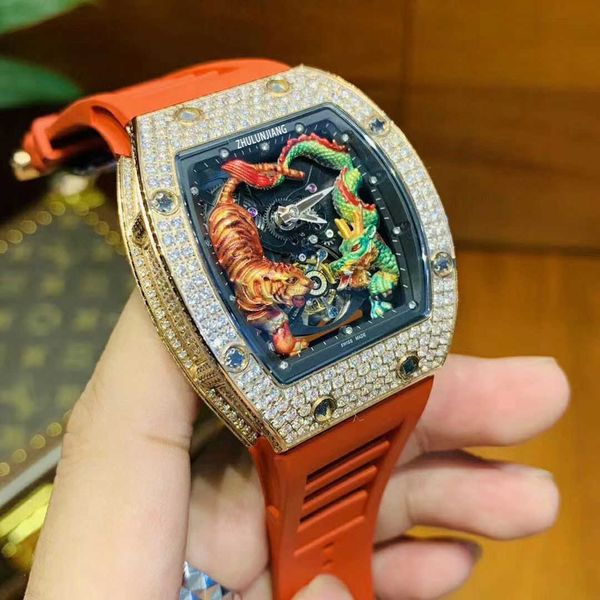luxury milles richards men's flywheel mechanical watch dragon tiger diamond full sky star personality fashion cutout atmosphere tape ti, Slivery;black
luxury milles richards men's flywheel mechanical watch dragon tiger diamond full sky star personality fashion cutout atmosphere tape ti, Slivery;black