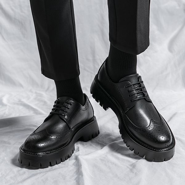block shoes men pu thick bottom lace up round head professional business dress shoes comfortable bridegroom wedding shoes, Black
block shoes men pu thick bottom lace up round head professional business dress shoes comfortable bridegroom wedding shoes, Black