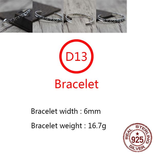 d13 s925 sterling silver bracelet hip hop street fashion couple jewelry personalized punk style retro simple anchor cross flower shape gift, Black
d13 s925 sterling silver bracelet hip hop street fashion couple jewelry personalized punk style retro simple anchor cross flower shape gift, Black