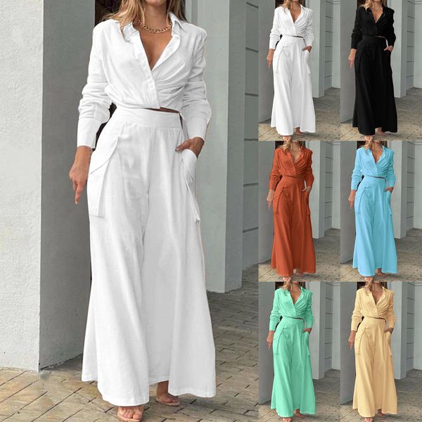 women s two piece pants set s outifits long sleeve crop shirt causal elgant trousers wide leg pant high streetwear lady office 230407, White
women s two piece pants set s outifits long sleeve crop shirt causal elgant trousers wide leg pant high streetwear lady office 230407, White