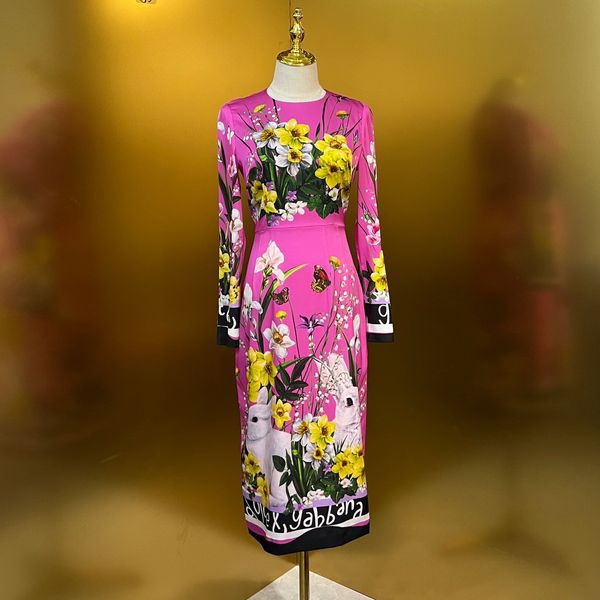 womens dress long sleeve lavender little white rabbit printed silk pencil dress, White;black
womens dress long sleeve lavender little white rabbit printed silk pencil dress, White;black