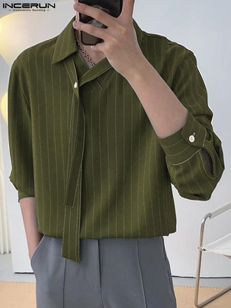 men s casual shirts fashion striped shirt lapel long sleeve streetwear tie autumn clothing 2023 korean leisure s 5xl incerun 230407, White;black
men s casual shirts fashion striped shirt lapel long sleeve streetwear tie autumn clothing 2023 korean leisure s 5xl incerun 230407, White;black
