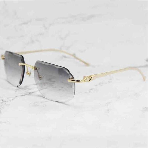 2023 designer glasses new luxury designer men rimless panther diamond cut stylish sunglasses vintage driving shades gafas de sol, White;black
2023 designer glasses new luxury designer men rimless panther diamond cut stylish sunglasses vintage driving shades gafas de sol, White;black