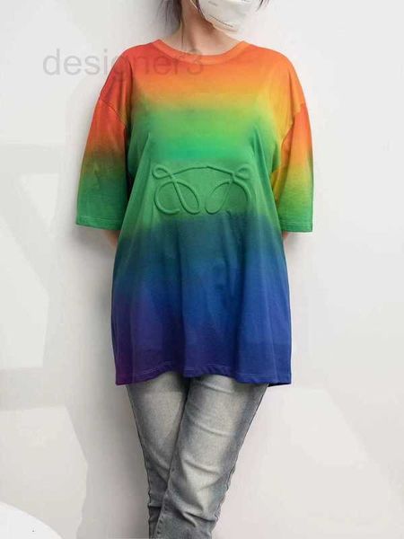 women's t-shirt designer gradient embossed loose round neck short sleeve rainbow cotton tie dyed t-shirt 1s07, White
women's t-shirt designer gradient embossed loose round neck short sleeve rainbow cotton tie dyed t-shirt 1s07, White