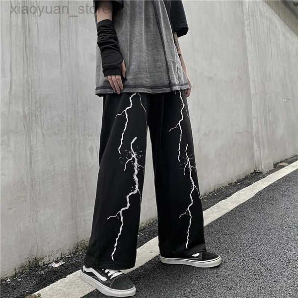 men's pants casual pants men summer new loose straight lightning print vintage sweatpants high street men's trousers -size male cl, Black
men's pants casual pants men summer new loose straight lightning print vintage sweatpants high street men's trousers -size male cl, Black