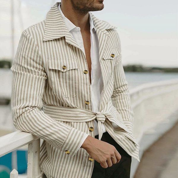men's casual shirts men's long sleeved striped shirt casual long sleeved button pocket belt men's mid length men's cloth, White;black
men's casual shirts men's long sleeved striped shirt casual long sleeved button pocket belt men's mid length men's cloth, White;black