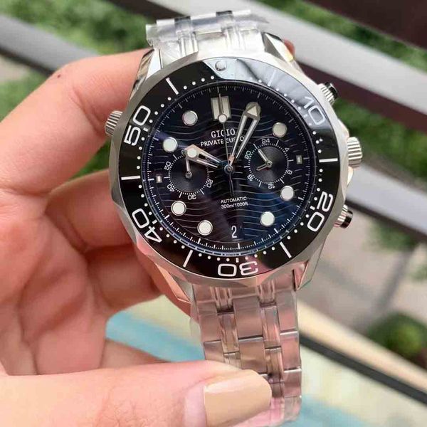 44mm mens quartz chronograph watch black blue ceramic stainless steel luminous rubber rose gold101, Slivery;brown
44mm mens quartz chronograph watch black blue ceramic stainless steel luminous rubber rose gold101, Slivery;brown
