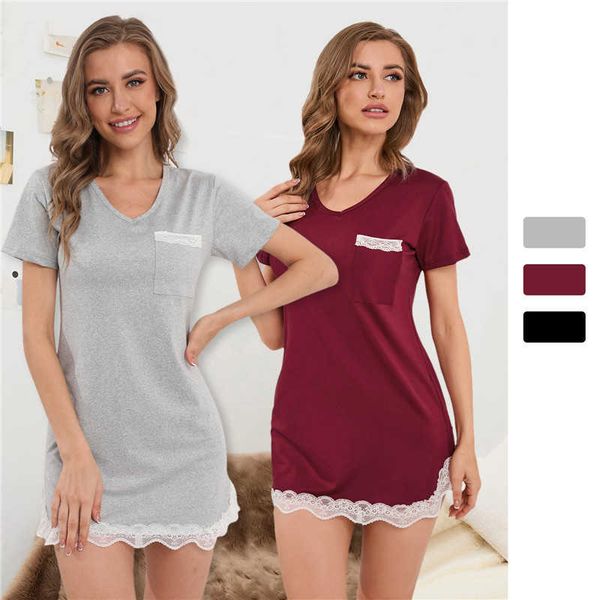 women's sleep lounge women's lace casual dress round neck pajamas housewear ladies cotton night dress short sleeve nightwear for w
women's sleep lounge women's lace casual dress round neck pajamas housewear ladies cotton night dress short sleeve nightwear for w