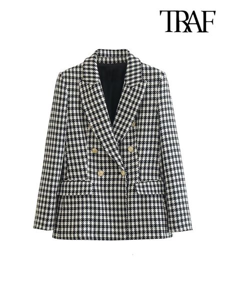 women s suits blazers traf women fashion double breasted houndstooth blazer coat vintage long sleeve flap pockets female outerwear chic vest, White;black
women s suits blazers traf women fashion double breasted houndstooth blazer coat vintage long sleeve flap pockets female outerwear chic vest, White;black