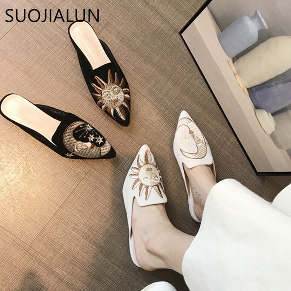 sandals suojialun women slippers pointed toe slip on half fashion embroider mules autumn outdoor casual ladies slides 230408, Black
sandals suojialun women slippers pointed toe slip on half fashion embroider mules autumn outdoor casual ladies slides 230408, Black