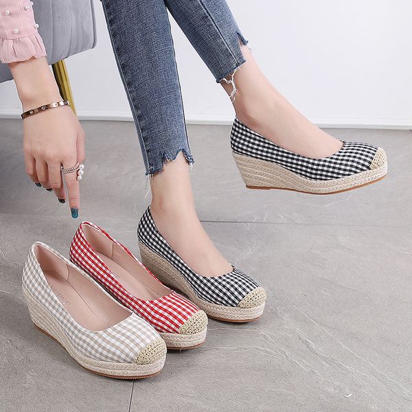 dress shoes fashion wedges heels women canvas footwear spring summer casual plaid ladies wedge heel 7cm a4247 230407, Black
dress shoes fashion wedges heels women canvas footwear spring summer casual plaid ladies wedge heel 7cm a4247 230407, Black