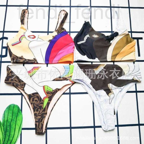 women's plus size swimwear designer new fashion brand letter cartoon printing double sided split high waist back strap nq2d, Black
women's plus size swimwear designer new fashion brand letter cartoon printing double sided split high waist back strap nq2d, Black