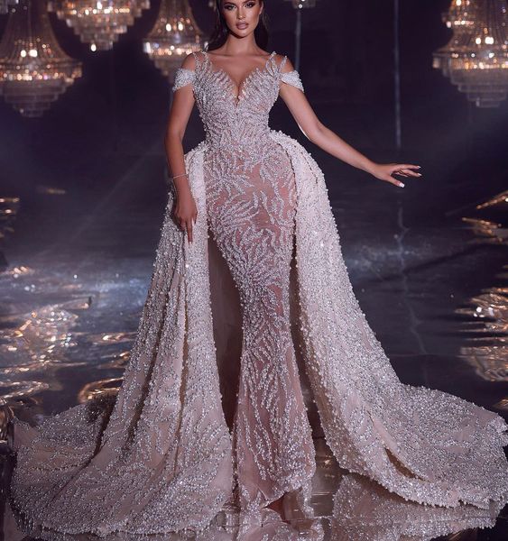 luxury mermaid wedding dresses sleeveless v neck off shoulder beaded sequins appliques lace detachable train hollow bridal gowns plus size v, White
luxury mermaid wedding dresses sleeveless v neck off shoulder beaded sequins appliques lace detachable train hollow bridal gowns plus size v, White