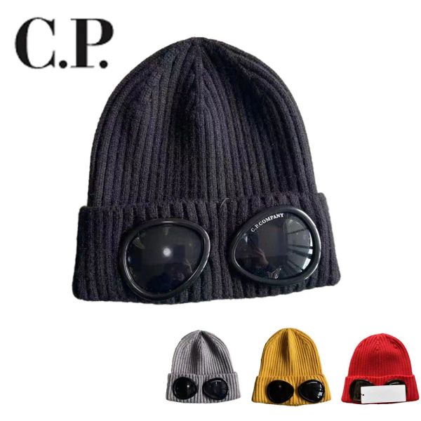 

Bonnet Hat Beanie Cp CP Caps Men's Designer Ribbed Knit Lens Hats Women's Extra Fine Merino Wool Goggle Beanie Official Web, Red with logo