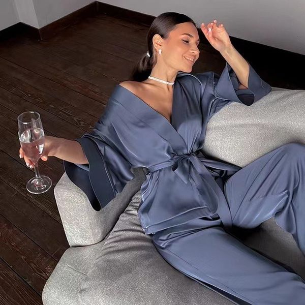 women's sleepwear silk pajamas women's solid lace long sleeved cardigan sweater pajamas women's casual pajamas 230408, Black;red
women's sleepwear silk pajamas women's solid lace long sleeved cardigan sweater pajamas women's casual pajamas 230408, Black;red