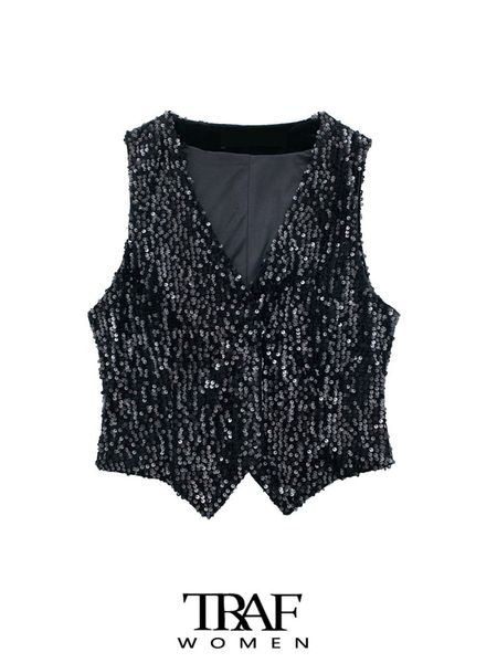 women's vests traf women's fashion front button sequin velvet tank vintage v-neck sleeveless women's unique 230408, Black;white
women's vests traf women's fashion front button sequin velvet tank vintage v-neck sleeveless women's unique 230408, Black;white