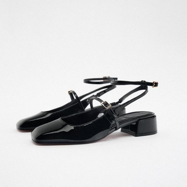 sandals traf womens black patent leather flats shoes female elegant ankle strap block heel slingbacks woman squared toe sandals 230407
sandals traf womens black patent leather flats shoes female elegant ankle strap block heel slingbacks woman squared toe sandals 230407
