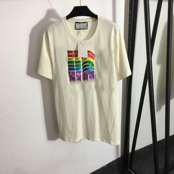 23ss tee womens t-shirt designer clothes women round neck colored letter glitter embroidery short sleeve t-shirt womens clothes, White
23ss tee womens t-shirt designer clothes women round neck colored letter glitter embroidery short sleeve t-shirt womens clothes, White